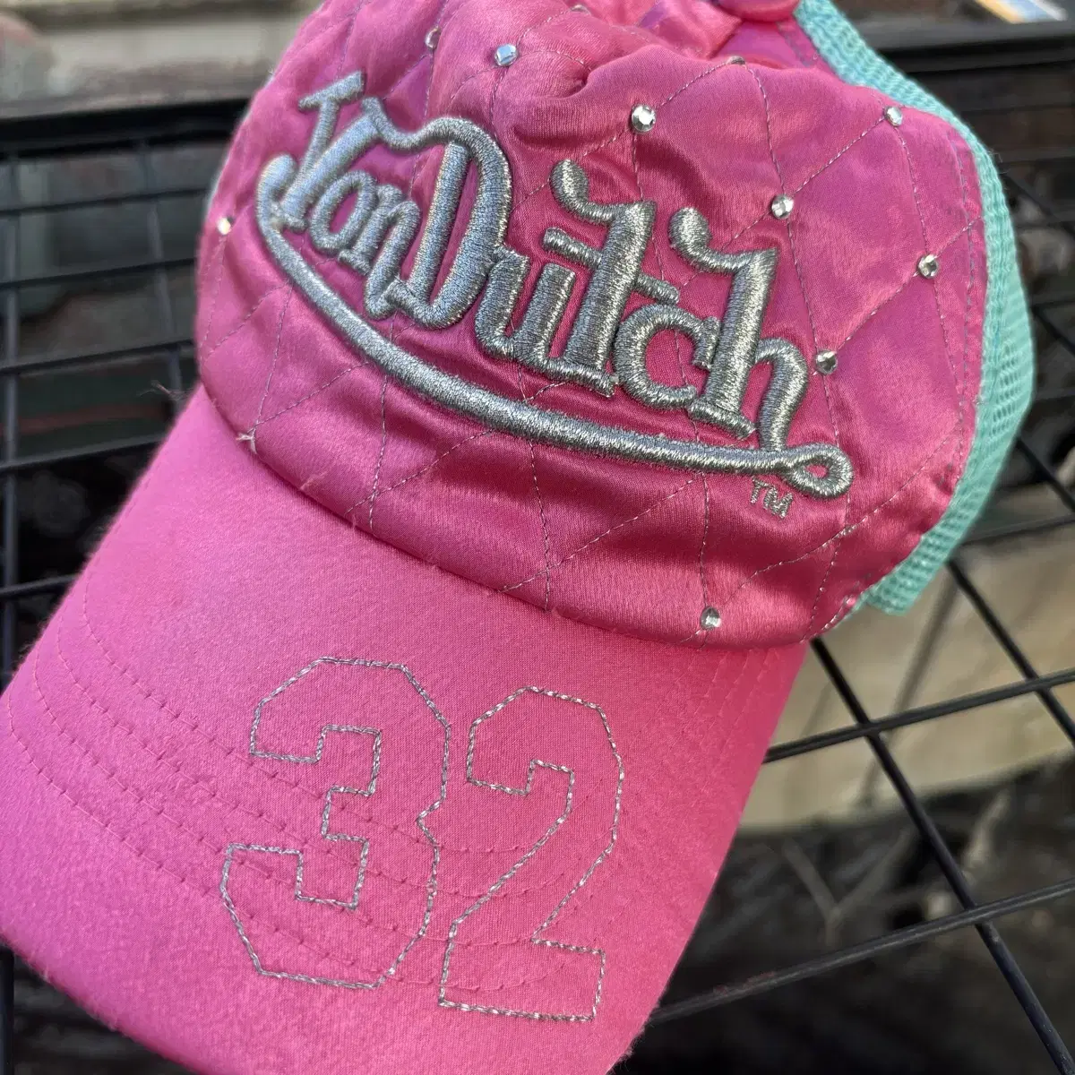 Von Dutch 본더치 y2k 핑크 누빔 투톤 메쉬캡